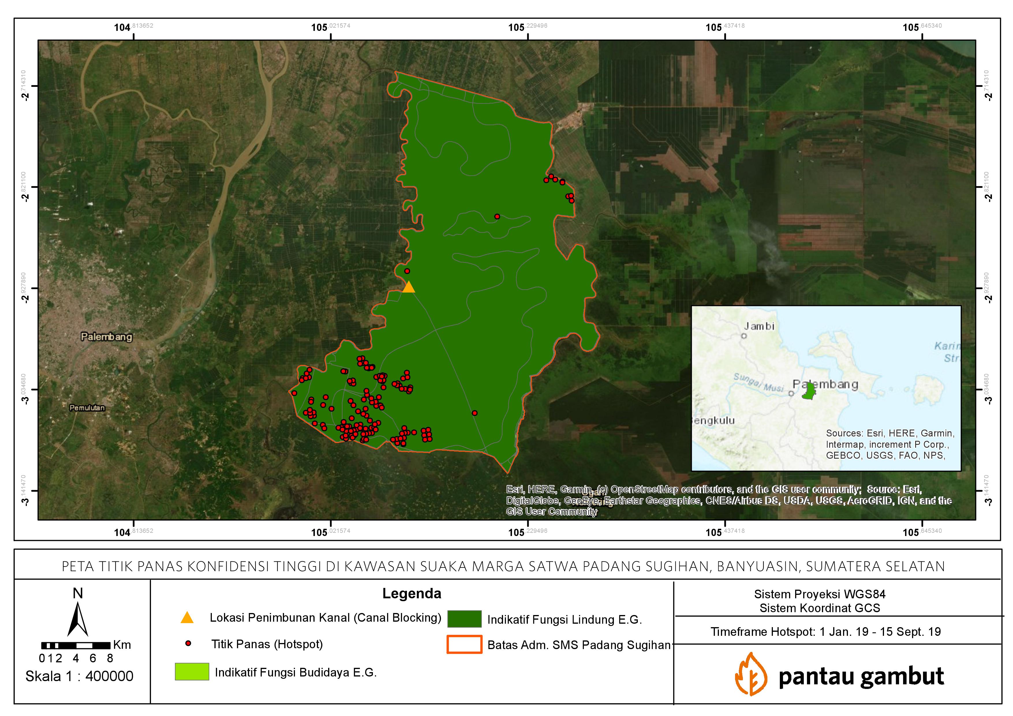Map of hotspot distribution around the canal closure sites ©Pantau Gambut