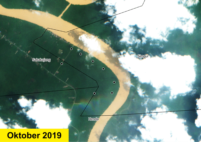 Gambar 9. Hasil verifikasi citra satelit titik koordinat lokasi target ekstensifikasi sawah padi di Desa Simpur, Kabupaten Pulang Pisau