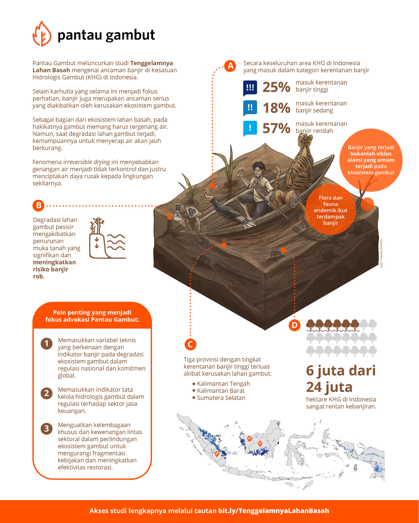 Infografis Tenggelamnya Lahan Basah Pantau Gambut