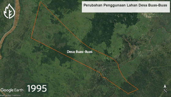 Perubahan tutupan lahan 1995-1999 di Desa Buas-Buas ©Pantau Gambut