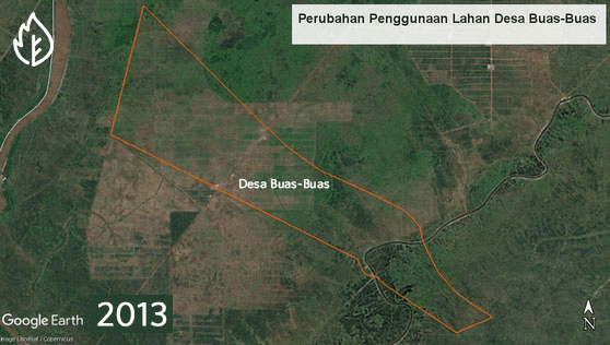 Perubahan tutupan lahan 2013-2017 di Desa Buas-Buas ©Pantau Gambut