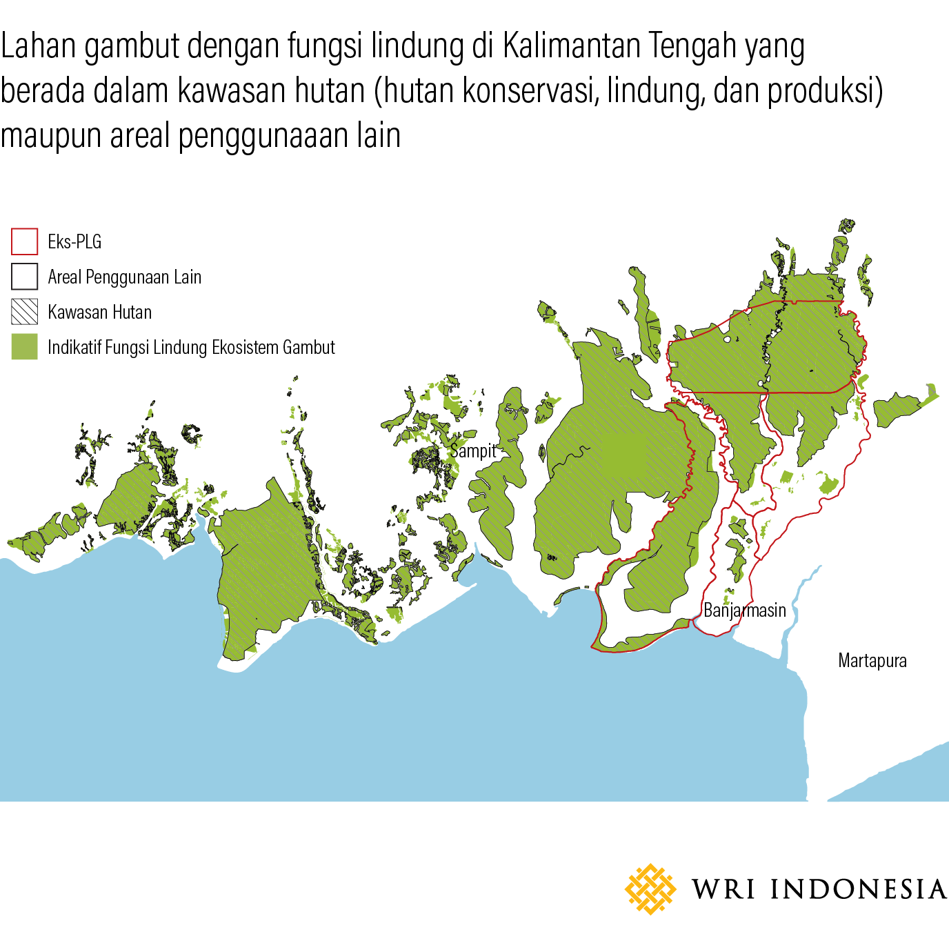 Lahan Gambut dengan fungsi lindung di Kalimantan Tengah. Sumber: Kementrian Lingkungan Hidup dan Kehutanan (KLHK, 2019.