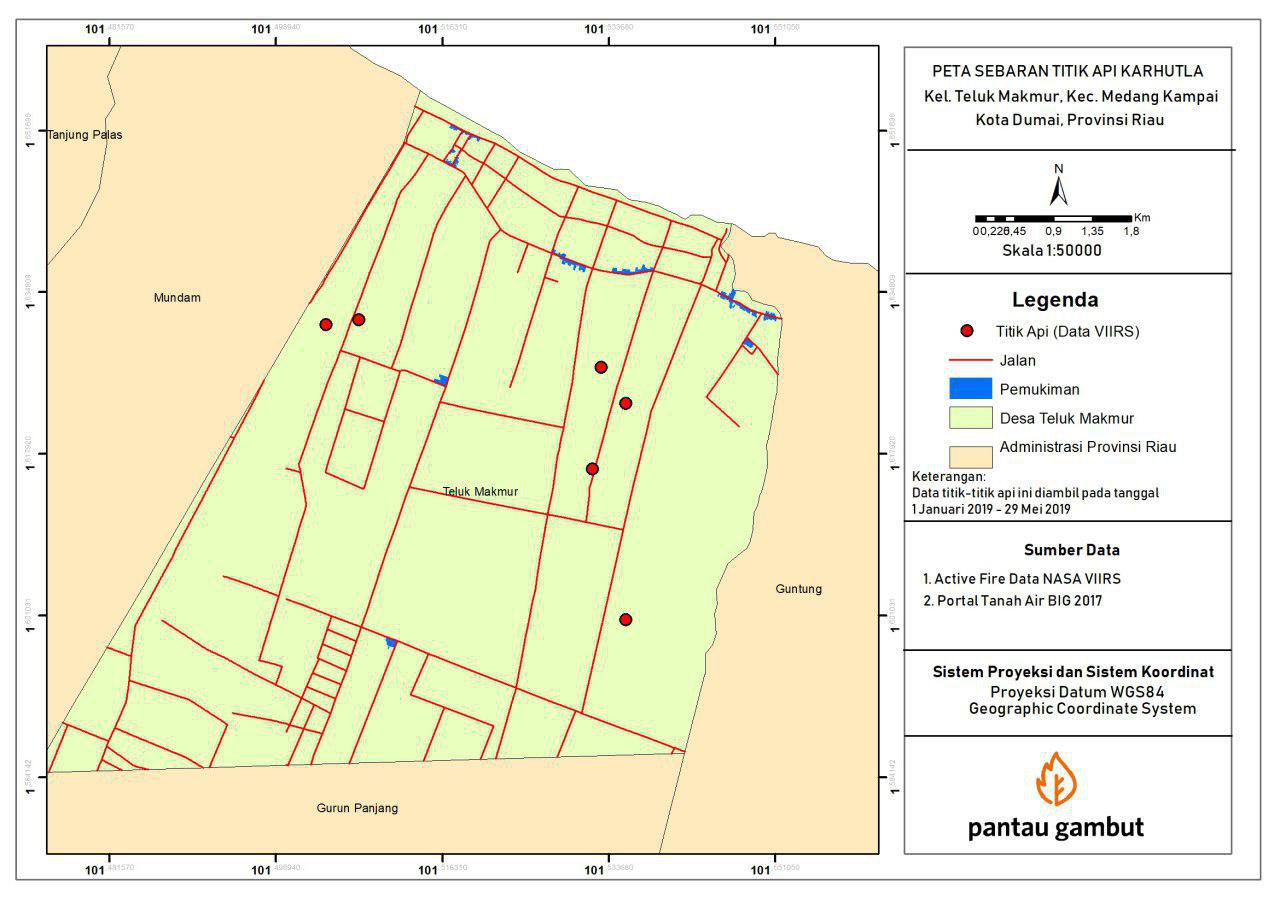  Location of hotspots in Teluk Makmur based on spatial analysis. ©Peat Monitor